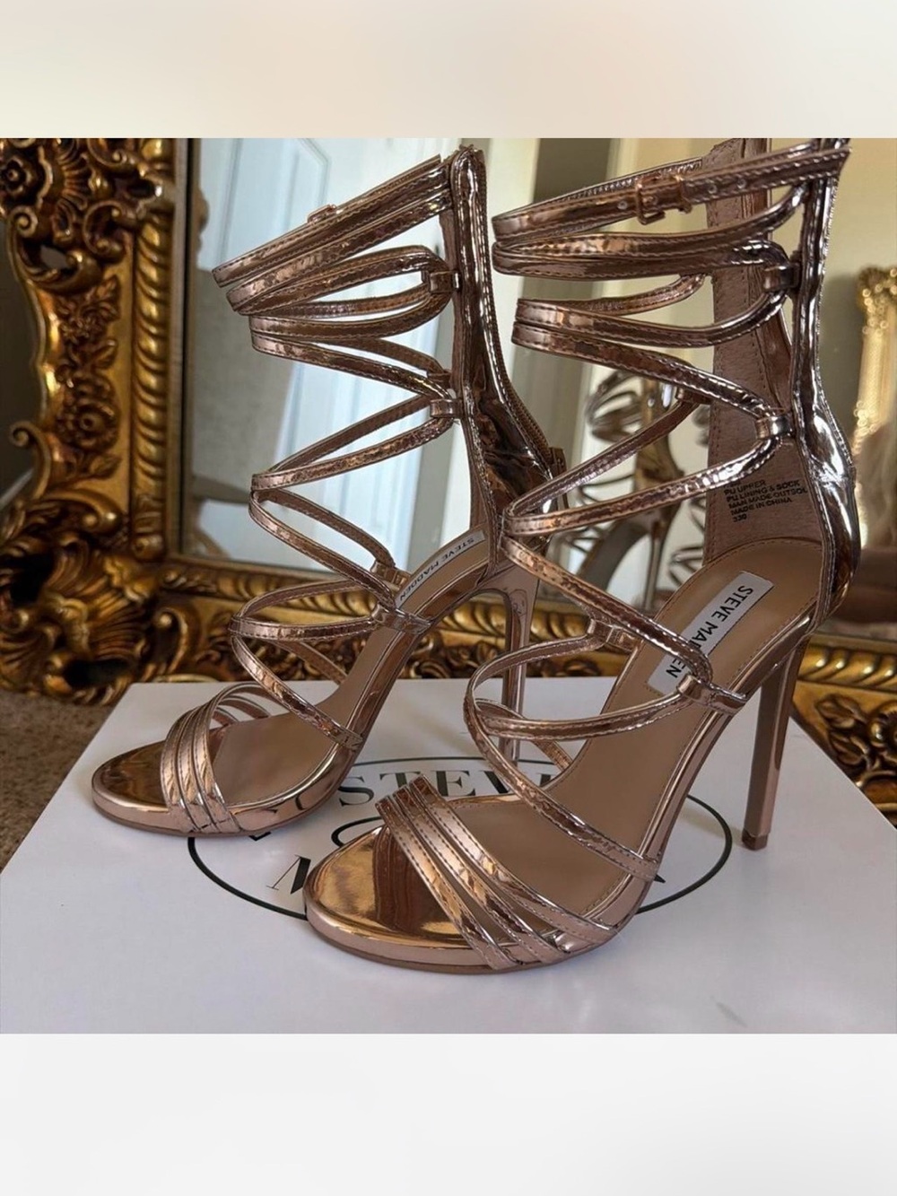 Steve Madden Gold Strappy Stiletto Sandals - new with box - Picture 6 of 6
